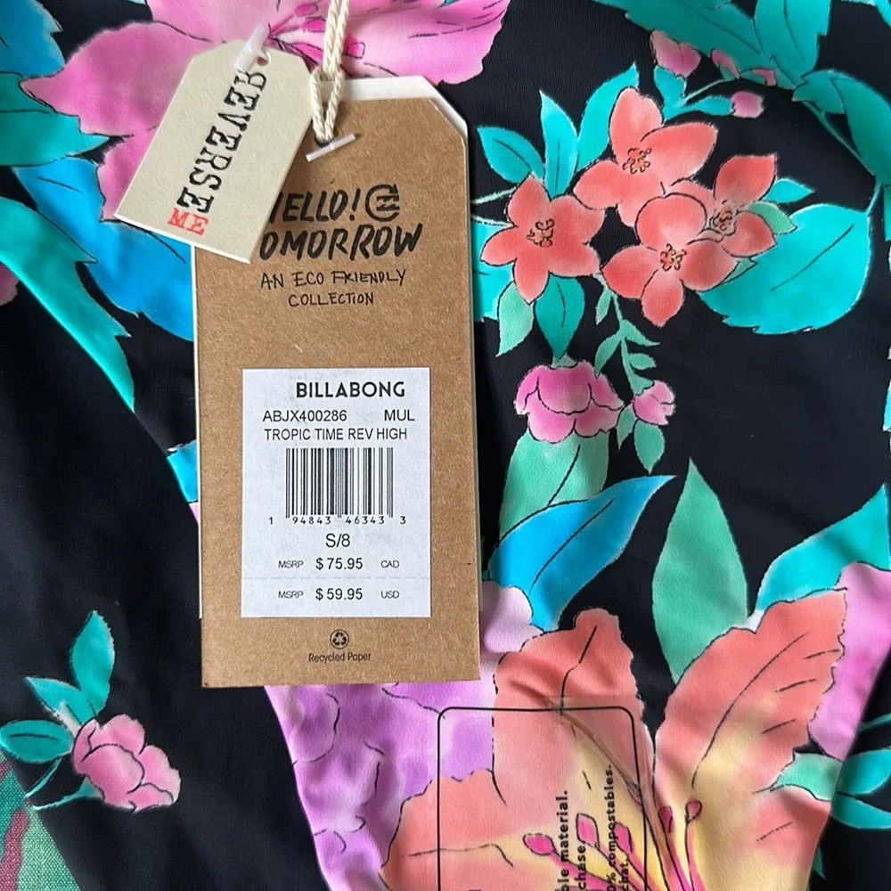 NEW Billabong Reversible Tropic Time High Rise Bikini Full Set